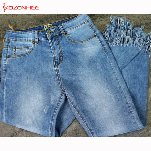 Women Stretch Embroidered Flares Jeans for women With High Waist Elasticity Plus Size Back Stripe Blue Denim Pencils Pants Casua