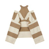Women Striped Fake Two Pieces Sweaters Off Shoulder Slash neck Pullovers Womens Office Autumn Winter Chic Knitwear Tops