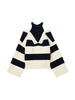 Women Striped Fake Two Pieces Sweaters Off Shoulder Slash neck Pullovers Womens Office Autumn Winter Chic Knitwear Tops