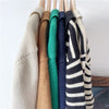 Women Striped Pullover Autumn Winter Korean Knitted Sweater  Casual Thick Jumper Loose Turn Down Collar Knitwear