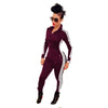 Women Striped Side Zipper Long Jumpsuit Casual Long Sleeve Outfits One Piece Bodycon Rompers 4 Colors Ladies Plus Size Overalls
