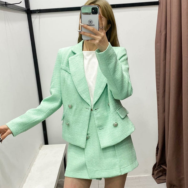 Women Suit 2-piece suits ZA2022 spring suit collar shorts suit women suits casual chic office youth ladies suits