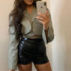 Women Suit 2023 Women Blazers Long Sleeve Solid Cardigan Blazer Shorts  Lady Casual Short Suits