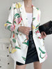 Women Suit Blazer 2022 Fall Creative Fruit Print Suit Jacket Slim Double Breasted Jacket Officelady Wear Casual Wild Clothe