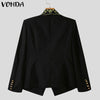 Women Suit Blazers VONDA Autumn Long Sleeve Pleated Coats Veste Lady Vintage Printed Double Breasted Lapel Collar Winter Blazer