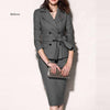 Women Suit Casual Blazer Women Collar Button Long Sleeve Zipper Skirt Suit Office Lady Autumnn Suits Femme Top+Skirt Costume New