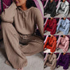 Women Suit Trend Ladies Autumn Knit 2 Piece Long Sleeve Loose Hooded Top High Waist Wide Leg Pants Suit Casual Wear
