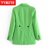 Women Suit Jacket Coat 2022 Fluorescent Green Single-breasted Slim Fit Top Pure Color All-match Casual Clothes Female