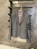 Women Suit Jacket Cotton Striped Coat Blazer Girl Outerwear Turn Down Collar Work Wear Party Wear Korean Design