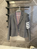 Women Suit Jacket Cotton Striped Coat Blazer Girl Outerwear Turn Down Collar Work Wear Party Wear Korean Design
