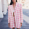 Women Suit Jacket Plaid Blazer Autumn Chic Double Breasted Female Long Sleeve Suit Jackets Stylish Ladies Blazer