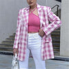 Women Suit Jacket Plaid Blazer Autumn Chic Double Breasted Female Long Sleeve Suit Jackets Stylish Ladies Blazer