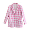 Women Suit Jacket Plaid Blazer Autumn Chic Double Breasted Female Long Sleeve Suit Jackets Stylish Ladies Blazer