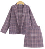 Women Suit Sets Autumn Elegant Office Plaid Long Sleeves Single-Breasted Pocket Suit Jacket + Skirt Suits Formal Skirt Set