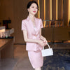 Women Suit Skirt Two Piece Set 2023 Summer Korean Version Thin Ladies Jacket High Waist Skirt Professional Wear