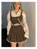 Women Suit Tank + Skirt 2 Pieces Crop Top Plaid Elegant Chic Women Clothes Sexy Office Lady Spring Autumn Female Suits Outerwear