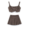 Women Suit Tank + Skirt 2 Pieces Crop Top Plaid Elegant Chic Women Clothes Sexy Office Lady Spring Autumn Female Suits Outerwear