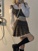 Women Suit Tank + Skirt 2 Pieces Crop Top Plaid Elegant Chic Women Clothes Sexy Office Lady Spring Autumn Female Suits Outerwear