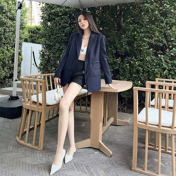 Women Suits Coat Long Prad  Brand Lapel Leisure Suit Elegant Button Women's Coat  Women's Blazer Coat