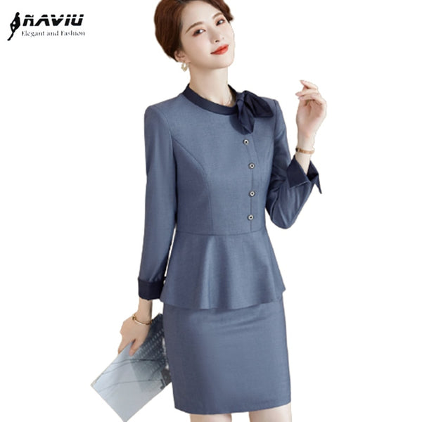Women Suits 2023 Autumn High End Temperament Business Formal Slim Blazer And Skirt Office Ladies Work Wear