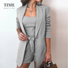 Women Suits Elegant Vest High Waist Straight Shorts Three-piece Sets Female Jacket Four Seasons Outfits Blazer Slim Fit