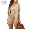Women Suits Elegant Vest High Waist Straight Shorts Three-piece Sets Female Jacket Four Seasons Outfits Blazer Slim Fit