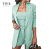 Women Suits Elegant Vest High Waist Straight Shorts Three-piece Sets Female Jacket Four Seasons Outfits Blazer Slim Fit