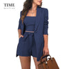 Women Suits Elegant Vest High Waist Straight Shorts Three-piece Sets Female Jacket Four Seasons Outfits Blazer Slim Fit