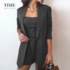 Women Suits Elegant Vest High Waist Straight Shorts Three-piece Sets Female Jacket Four Seasons Outfits Blazer Slim Fit