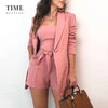 Women Suits Elegant Vest High Waist Straight Shorts Three-piece Sets Female Jacket Four Seasons Outfits Blazer Slim Fit