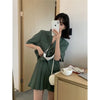Women Suits Notched Top Pleated Skirts Set Solid Elegant Ofice Ladies Summer Short Sleeve Preppy Style Chic Simple Stylish Retro