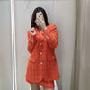 Women Suits With Shorts Sets 2023 Tweed Blazer Women Elegant Long Sleeve Cardigan Fringing Autumn Coat Tweed Set