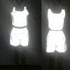 Women Summer 2 Piece Outfits Set Sexy Female Reflective Sleeveless Crop Top Shorts Sportwear Tracksuit Festival Rave Club Party