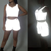 Women Summer 2 Piece Outfits Set Sexy Female Reflective Sleeveless Crop Top Shorts Sportwear Tracksuit Festival Rave Club Party