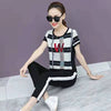 Women Summer 2 Piece Set 2023 Casual Sports Suit Plaid Short-sleeved Trousers Two Piece Set Green Red Black