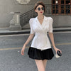 Women Summer 2022 Blazer Coat + Short Skirts Suits Elegant Short Sleeve Office Ladies Clothes Set Female Trafaluc Za 2022 Sheins