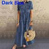 Women Summer Autumn Denim Long Dresses Retro Button Pockets Jeans Maxi Dress Ladies Casual Vestidos