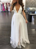Women Summer BOHO Dress Sleeveless Backless Maxi Long Evening Party Dress Beach Dress Sundress White Blue