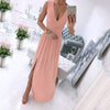 Women Summer Beach Green Maxi Dress Floral Print Boho Long Dress Ruffles Wrap Casual V-Neck Split Sexy Party Dress Robe Femme