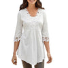 Women Summer Blouse Shirt Tops Sexy Half Sleeve Lace Blouse V neck Loose Blusas Ladies Tunic Casual Long Shirt Plus Size S-5XL