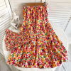 Women Summer Bohemian Floral Sets Sexy Tank Tops+ Long Print Long Skirt Design Beach Suit Holiday Elastic Waist Two Piece Set