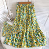 Women Summer Bohemian Floral Sets Sexy Tank Tops+ Long Print Long Skirt Design Beach Suit Holiday Elastic Waist Two Piece Set