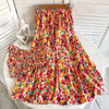 Women Summer Bohemian Floral Sets Sexy Tank Tops+ Long Print Long Skirt Design Beach Suit Holiday Elastic Waist Two Piece Set