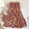 Women Summer Bohemian Floral Sets Sexy Tank Tops+ Long Print Long Skirt Design Beach Suit Holiday Elastic Waist Two Piece Set