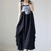 Women Summer Braces Dress Deni Chiffon Patchwork Ma Dress Asymmetrical Botto High Waist Loose Casual Beach Dress Vestido