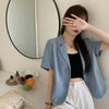 Women Summer Casual Blazers Loose Short Sleeve Thin Breathable Outwear Korean Stylish Female Elegant All-match Clothing