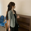 Women Summer Casual Blazers Loose Short Sleeve Thin Breathable Outwear Korean Stylish Female Elegant All-match Clothing