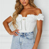Women Summer Casual Off Shoulder Blouse Lady Vintage Polka Dot Short Sleeve Shirt Slash Neck Blouses 2023
