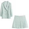 Women Summer Casual Skirts Suits 2022 ZA Blazers Coats and Skirts Female Elegant OL Street 2-pieces Sets Clothing