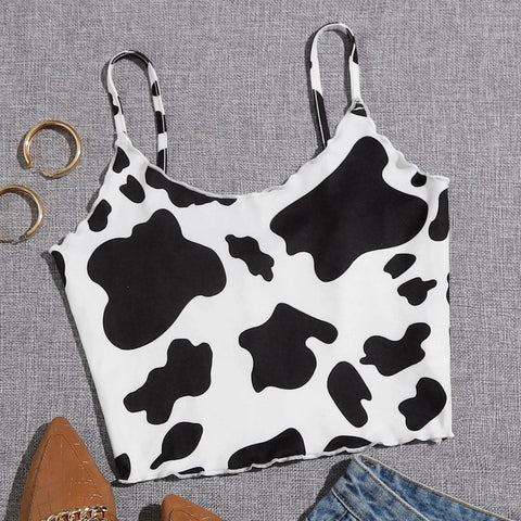 Women Summer Cow print halter Strap Vest Sexy Backless Crop Tops Skinny Tanks Tops Clubwear Girls Bralette Leopard Camisole